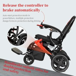 Electric Wheelchairs for Adults,36lb Ultra Lightweight Electric Wheelchair,12 Mile Portable Power Wheelchair, Double Brake Folding Electric Wheelchair for Travel,Single Battery