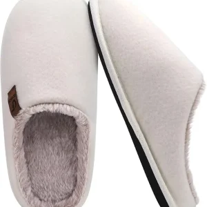 COFACE Mens Cozy Memory Foam Scuff Slippers Casual Slip On Warm House Shoes Indoor/Outdoor Sandal Slippers With Arch Support Rubber Sole Size 7-15