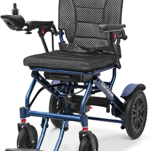 Lightweight Electric Wheelchair for Adults - Foldable Electric Wheelchairs for Seniors, 500W Motors Motorized Wheelchairs Support 330 lbs, All Terrain Travel Powered Wheel Chairs, Blue