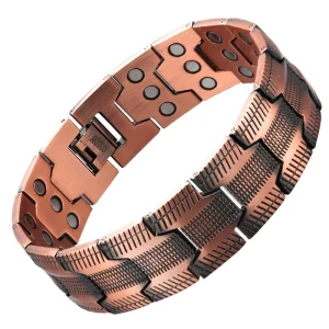 99.99% Pure Copper Vintage Geometric Adjustable Magnetic Chain & Link Men's Party Bracelet Third Party Certified