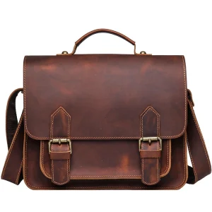 Vintage Men's Luxury Cowhide Leather Messenger Sling Bag Top Layer Cowhide Male's Bolso Masculina